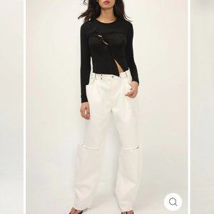 Storets Adjustable Waist White Ripped Jeans